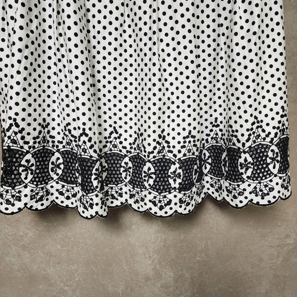 Talbots Black and White Polka Dot Beautiful and Unique Eyelet Skirt Set 16p - Picture 6 of 12